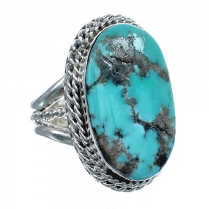 Native American Turquoise Genuine Sterling Silver Navajo Ring Size 12 AX124653