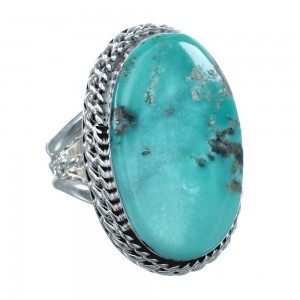 Native American Turquoise Genuine Sterling Silver Navajo Ring Size 11 AX124654
