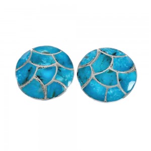 Native American Zuni Turquoise Sterling Silver Post Stud Earrings JX124254