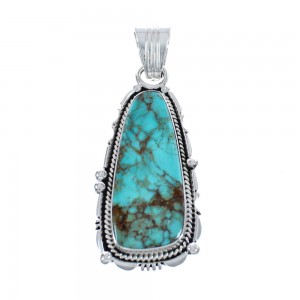 Authentic Sterling Silver And Turquoise Navajo Pendant AX124391