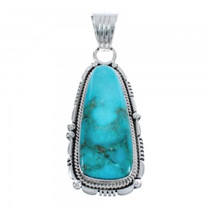Authentic Sterling Silver And Turquoise Navajo Pendant AX124395