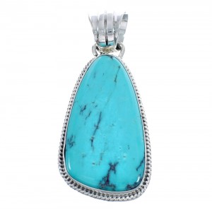 Turquoise Native American Genuine Sterling Silver Pendant AX124469