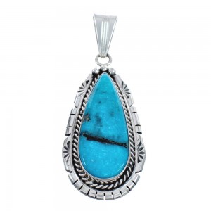 Genuine Sterling Silver Turquoise Navajo Pendant AX124449