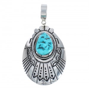 Authentic Sterling Silver Native American Turquoise Pendant AX124404