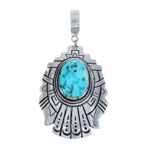 Authentic Sterling Silver Native American Turquoise Pendant AX124405