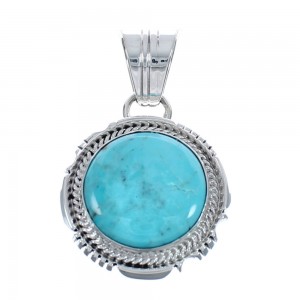 Genuine Sterling Silver And Turquoise Native American Navajo Pendant AX124571