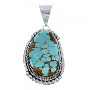 Native American Zuni Genuine Sterling Silver Turquoise Pendant JX124501