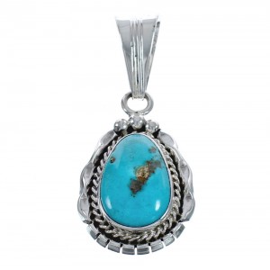 Native American Navajo Genuine Sterling Silver Turquoise Pendant JX124490