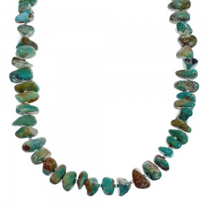 Native American Navajo Turquoise Bead Sterling Silver Necklace JX124549