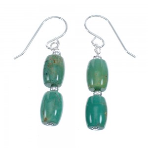 Native American Turquoise Sterling Silver Bead Hook Dangle Earrings JX124531