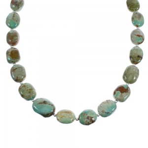 Kingman Turquoise Native American Bead And Silver Necklace AX124691