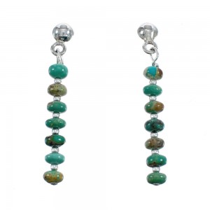 Native American Turquoise Sterling Silver Bead Post Dangle Earrings AX124700