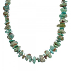 Southwestern Kingman Turquoise Bead Sterling Silver Necklace AX124708