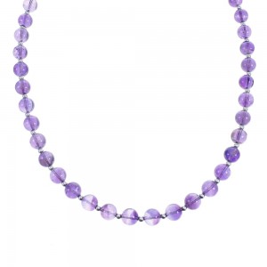 Southwest Amethyst Bead Sterling Silver Necklace AX124716