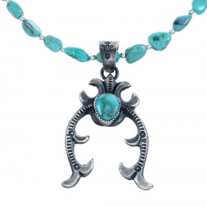 Native American Turquoise Sterling Silver Naja Pendant Necklace Set AX124771