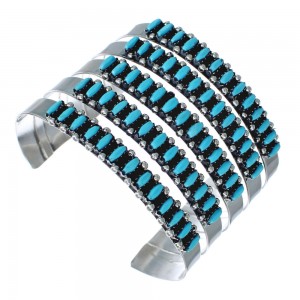Zuni Turquoise Needlepoint Genuine Sterling Silver Cuff Bracelet AX124827