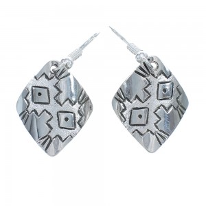 Native American Genuine Sterling Silver Hook Dangle Earrings JX125102