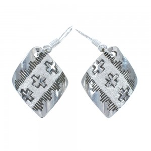 Native American Genuine Sterling Silver Hook Dangle Earrings JX125107