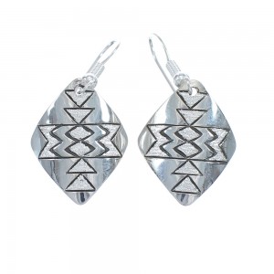 Native American Genuine Sterling Silver Hook Dangle Earrings JX125109