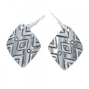 Native American Genuine Sterling Silver Hook Dangle Earrings JX125142