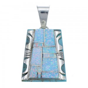 Turquoise And Opal Sterling Silver Navajo Pendant JX125095