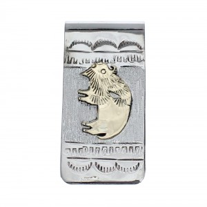 Native American Sterling Silver And 12KGF Buffalo Money Clip JX125062