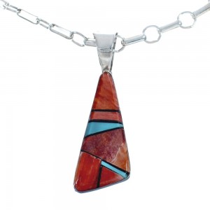 Native American Multicolor Sterling Silver Pendant Necklace JX125480