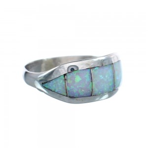 Native American Zuni Opal Sterling Silver Ring Size 8 AX124918