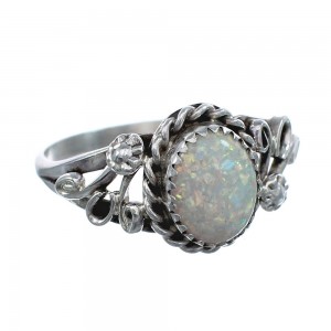 Native American Sterling Silver Opal Ring Size 7-1/4 AX124861