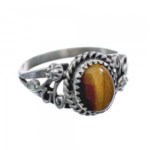 Native American Sterling Silver Tiger Eye Ring Size 7 AX124877