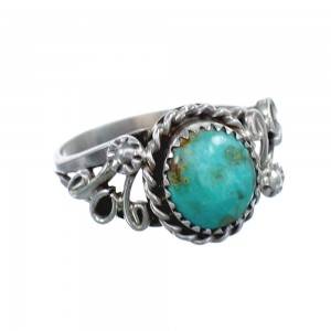 Native American Sterling Silver Real Turquoise Ring Size 7-1/4 AX124880