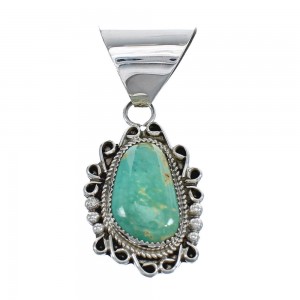 Native American Navajo Turquoise Genuine Sterling Silver Pendant AX125498