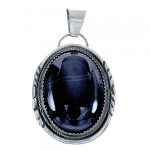 Native American Sterling Silver Onyx Pendant AX125487