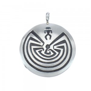 Genuine Sterling Silver Native American Man In The Maze Pendant AX125482