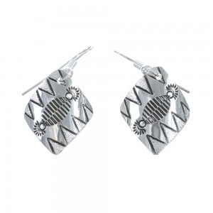 Native American Genuine Sterling Silver Hook Dangle Earrings AX125471