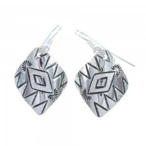 Native American Genuine Sterling Silver Hook Dangle Earrings AX125474