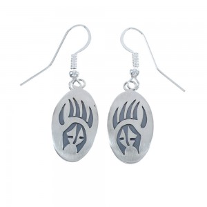 Sterling Silver Bear Paw Navajo Hook Dangle Earrings AX125097