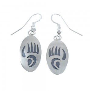 Sterling Silver Bear Paw Navajo Hook Dangle Earrings AX125098