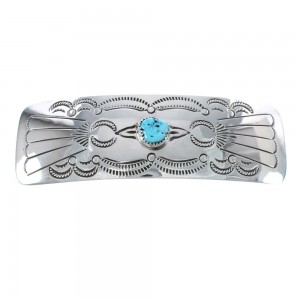 Navajo Sterling Silver Turquoise Hair Barrette AX125158