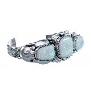 Opal Authentic Sterling Silver Navajo Cuff Bracelet JX125232