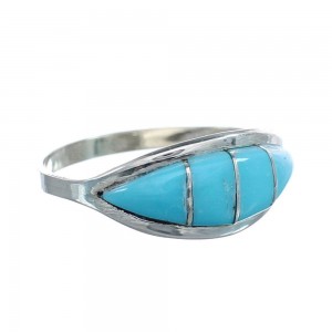 Native American Zuni Sterling Silver Turquoise Ring Size 7-1/4 AX125357