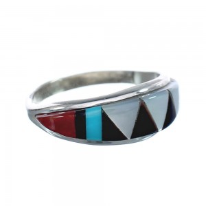 Multicolor Inlay Native American Sterling Silver Ring Size 5 AX125195