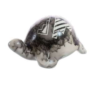 Navajo Hand Crafted Horse Hair Turtle Pottery By Artist William Vail JX125388