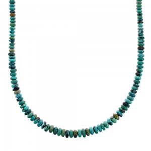 Native American Sterling Silver And Turquoise Graduated Rondelle Bead Necklace JX125514