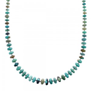 Native American Sterling Silver And Turquoise Graduated Rondelle Bead Necklace JX125516