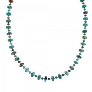 Native American Turquoise Bead And Sterling Silver Necklace JX125518