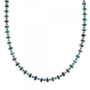 Native American Turquoise Bead And Sterling Silver Necklace JX125525