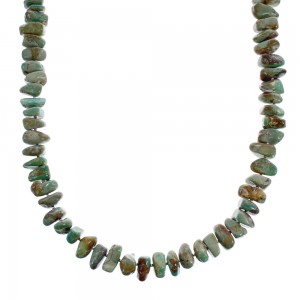 Native American Sterling Silver Kingman Turquoise Bead Necklace AX125631