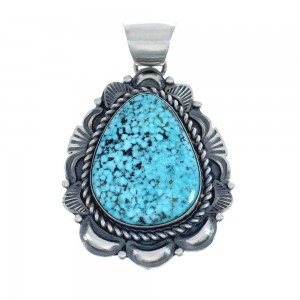 Native American Navajo Genuine Sterling Silver And Turquoise Pendant JX126607