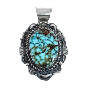 Native American Navajo Genuine Sterling Silver And Turquoise Pendant JX126608